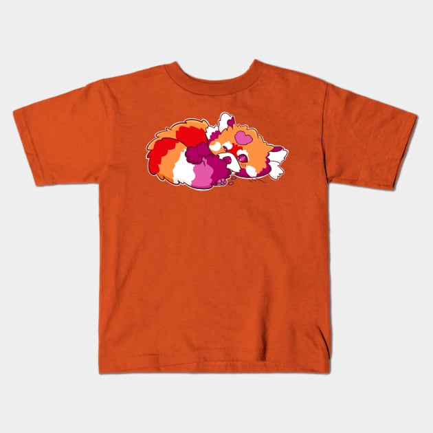 Lesbian Pride Red panda Kids T-Shirt by BubblegumGoat